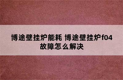 博途壁挂炉能耗 博途壁挂炉f04故障怎么解决